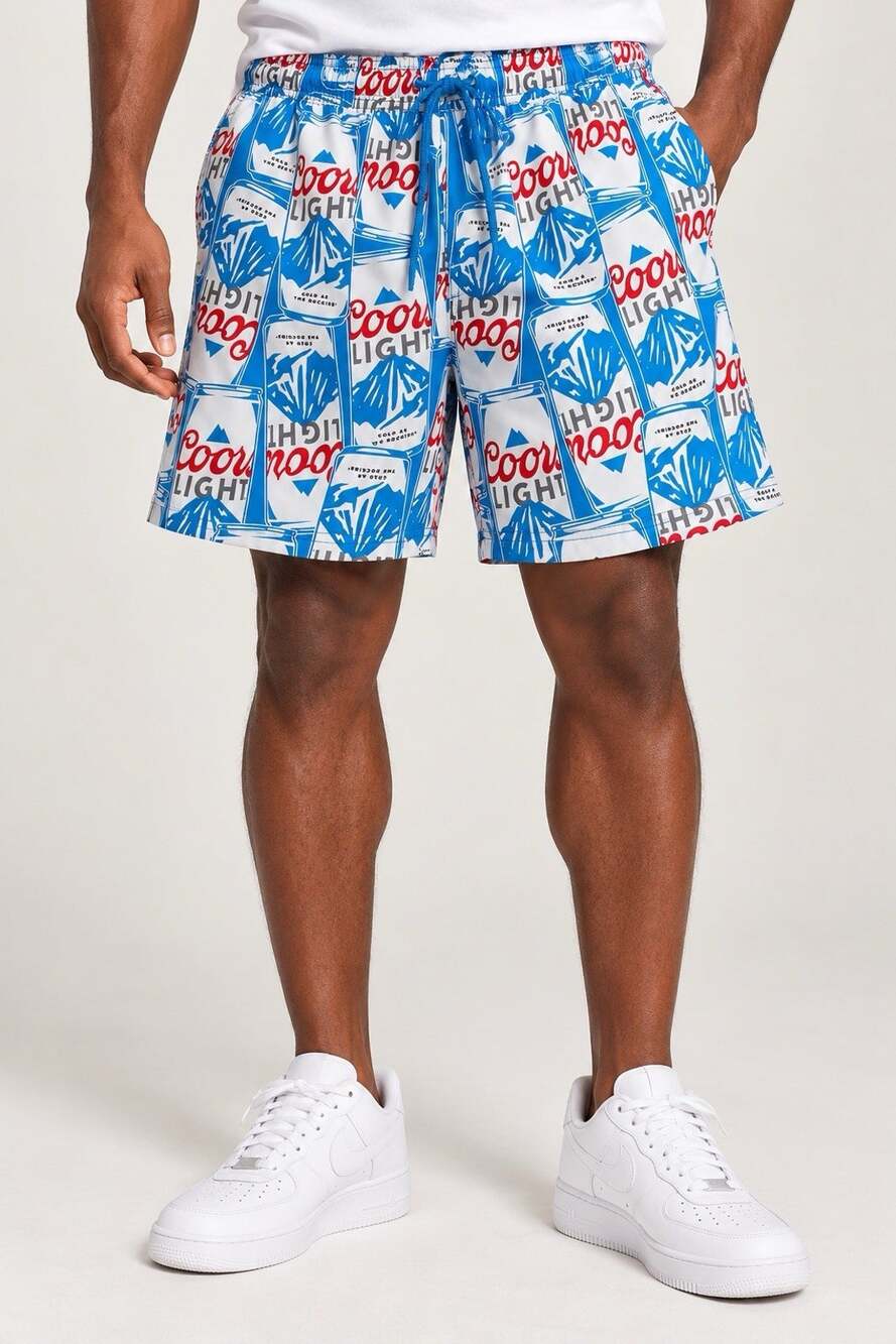 Coors Light Swim Trunks Beer and Mountains Mens Small All Over Print Shorts